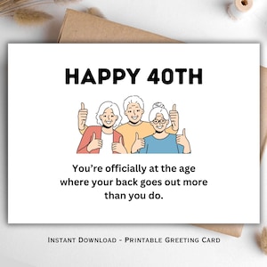 Lustige 40.Geburtstagskarte, über den Hügel Humor, immer älter Witzkarte, druckbare digitale Grußkarte, 40. Meilenstein Geburtstagsgeschenk