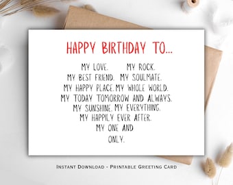 Romantic Birthday Card For Husband, Wife, Boyfriend, Girlfriend (Digital Download)