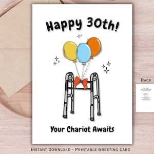 Lustige Karte zum 30.Geburtstag für Sie und Ihn | Ihr Wagen erwartet | Printable Gag Geburtstagskarte | Digitaler Download | Over the Hill Geburtstagsscherz