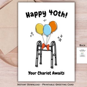 Lustige Geburtstagskarte zum 40.Geburtstag für Sie oder Ihn, Ihr Wagen erwartet, Druckbare Gag Geburtstagskarte | Digitaler Download | Over the Hill Geburtstagsscherz