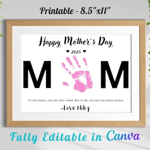 Personalized Mother’s Day Handprint Printable, Mom Handprint Gift from Kids, DIY Mother’s Day Gift, Mother’s Day Craft, 1st Mothers day gift
