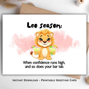 Funny Leo Zodiac Birthday Card | July August Birthday Printable Card | Leo Season Birthday | Astrology Birthday Humor | Instant Download