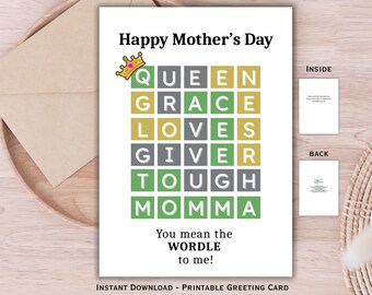 Wordle Mother's Day Card: Funny Word Game Gift (Digital Download)