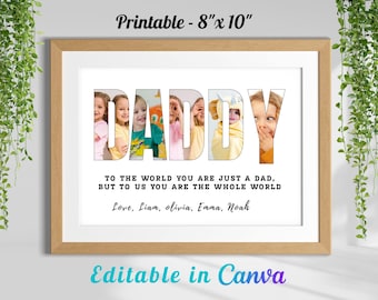 Personalized Daddy Photo Collage – Father's Day Gift (Digital Download)