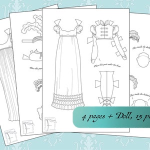 Printable Regency Colouring Dress up Doll