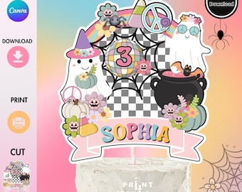 Groovy Halloween Cake Topper: Retro Spooky One Design (Digital Download) 0013