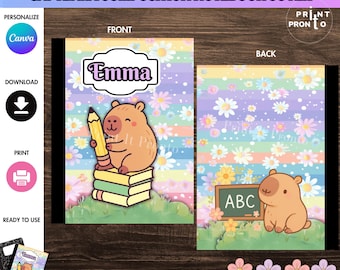 Copertina del libro Capibara, copertina del quaderno di composizione Capibara, modello del quaderno Capibara, quaderno di composizione, quaderno scolastico Capibara, design 6