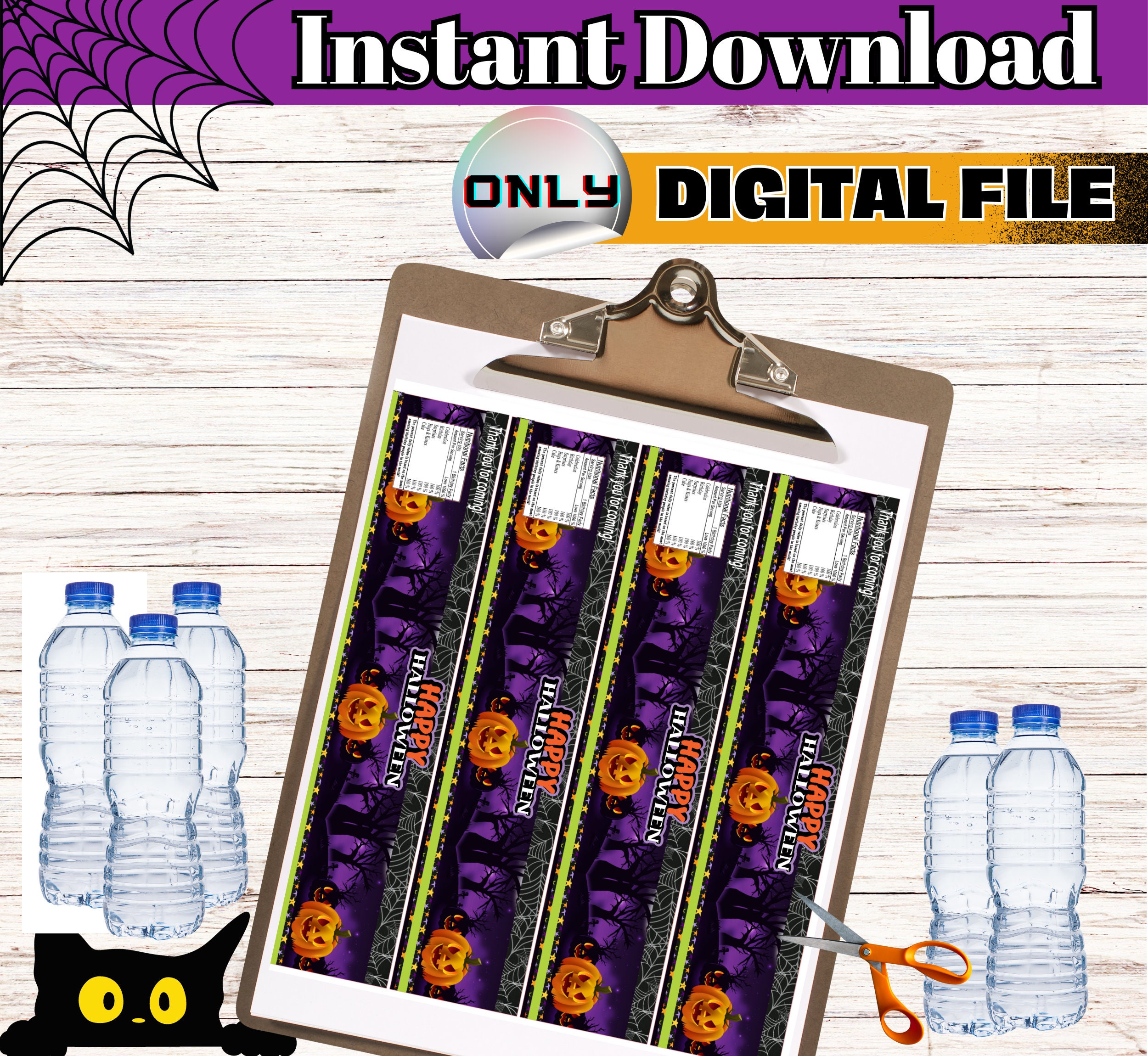 Halloween Water Bottle Labels Halloween Party Birthday Etsy