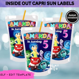 Inside Out Capri Sun Label, Inside Out Birthday, Inside Out Party, Inside Out Theme, Inside Out labels, Inside Out Decor, Inside Out 2 0012