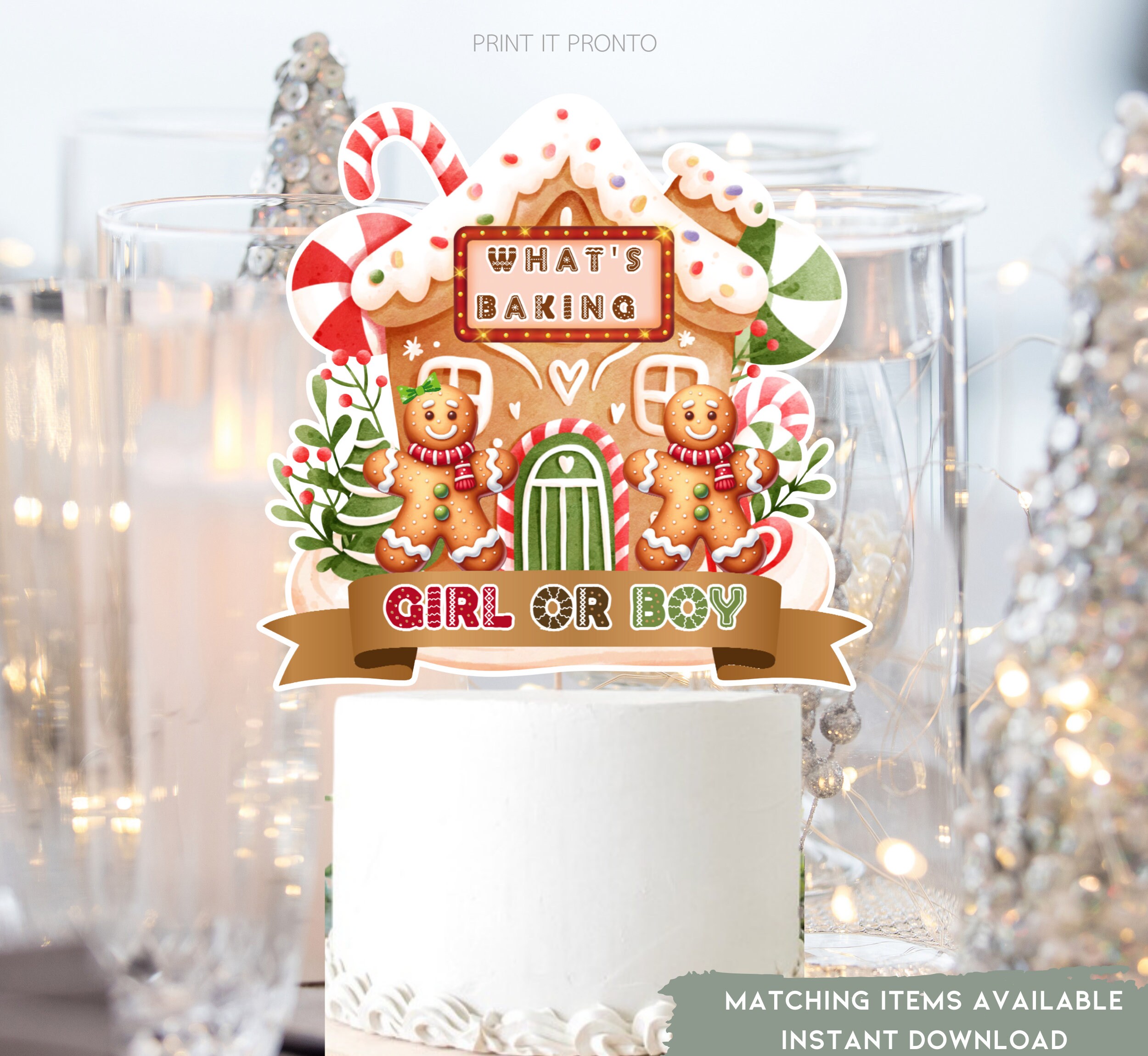 What's Baking Gingerbread Gender Reveal Cake Topper, Christmas ...