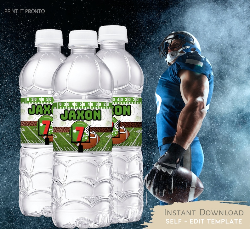 Football Water Bottle 2-Pack With Long Straw | 1L Squeeze Bottle, BPA-Free, Includes 200 Stickers