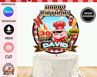 BBQ Birthday Cake Topper, BBQ Party Decoration, Barbecue Party, Barbecue Birthday, Grilling Party, Grill Birthday, BBQ Party, BBq grill 0011