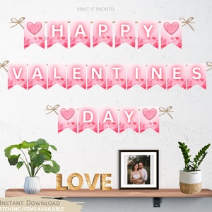 Happy Valentines Day Banner, Valentines Party Decorations, Printable Photo Prop Banner, Printable Banner, Valentine&#39;s Day Party Decor 0007