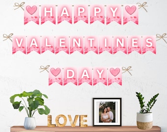 Happy Valentines Day Banner, Valentines Party Decorations, Printable Photo Prop Banner, Printable Banner, Valentine's Day Party Decor 0007