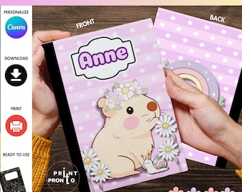 Copertina per quaderno di composizione Capibara, copertina per libro Capibara, modello per quaderno Capibara, quaderno di composizione, quaderno scolastico Capibara, design 1