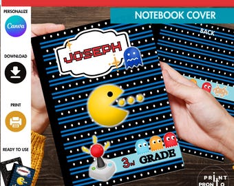 Retro Arcade Composition Notebook Cover, Composition Book Cover, Notebook Template, Composition Book, Personalized School Notebook 0020