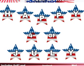 Happy 4th of July Banner, 4th of July Decorations, Fourth of July Banner, 4th of July Bunting, Patriotic Banner, 4th of July garland