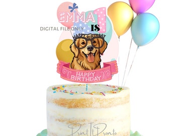 Perros imprimibles centros de mesa fiesta de cumpleaños perro pastel topper mesa decoración niño niña fiesta animales fiesta decoración digital perro pastel topper decoración