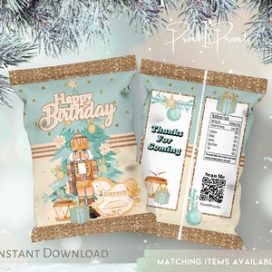 Nutcracker Chip Bags Birthday Party Decorations, Nutcracker Ballet Party, Nutcracker Chip Bags Blue Party, Nutcracker Party TEMPLATE 0002