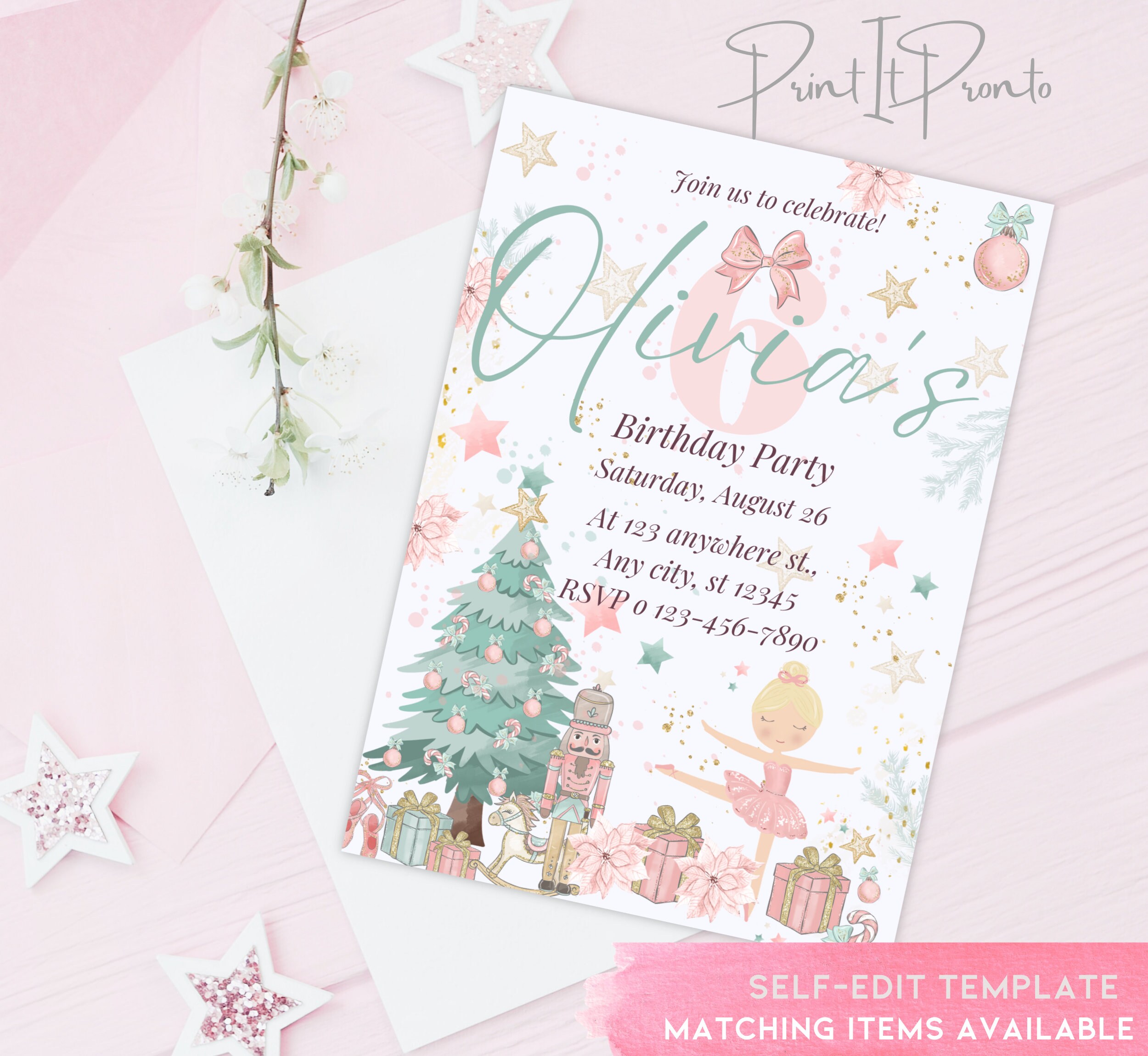 EDITABLE Nutcracker Invitation Birthday Party Decorations - Etsy