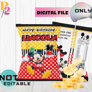 Mickey Mouse Chip Bags, Mickey Party, Mickey Birthday, Mickey Favors, Mickey Birthday, Mickey Party Decorations,  Mickey Mouse DIGITAL FILE