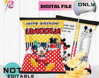 Mickey Mouse Chip Bags, Mickey Party, Mickey Birthday, Mickey Favors, Mickey Birthday, Mickey Party Decorations,  Mickey Mouse DIGITAL FILE