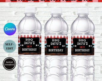 BBQ Water Bottle Labels, BBQ Party Decoration, Barbecue Party, Barbecue Birthday, Grilling Party, Grill Birthday, BBQ Party, BBq grill 0011