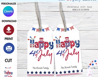 Happy 4th of July Tag, July Fourth Party Favor Tag, Independence Day Gift Tag, Patriotic Tag, 4th of July favors, July 4th tag, usa gift tag
