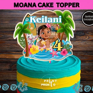 Moana Cake Topper, Baby Moana Topper, Moana Birthday Party, Moana Party Decoration, Moana Party decor, Moana Template, Moana digital