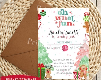 Christmas Birthday Invitation: Oh What Fun, December Party (Digital) 0021
