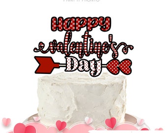 Adorno para pastel de San Valentín, Adorno para pastel imprimible de San Valentín, Descarga instantánea de San Valentín, Decoraciones para fiestas de San Valentín