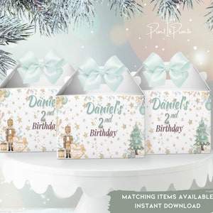EDITABLE Nutcracker Gable Box Label, Nutcracker Ballet Party Decorations, Nutcracker Birthday Favors BOY Treat Box Nutcracker Favors 0002