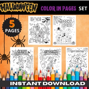 Halloween Coloring Pages Halloween Coloring Sheets, Kids Halloween Coloring, Halloween Party Activity, Instant Download,Halloween Printable