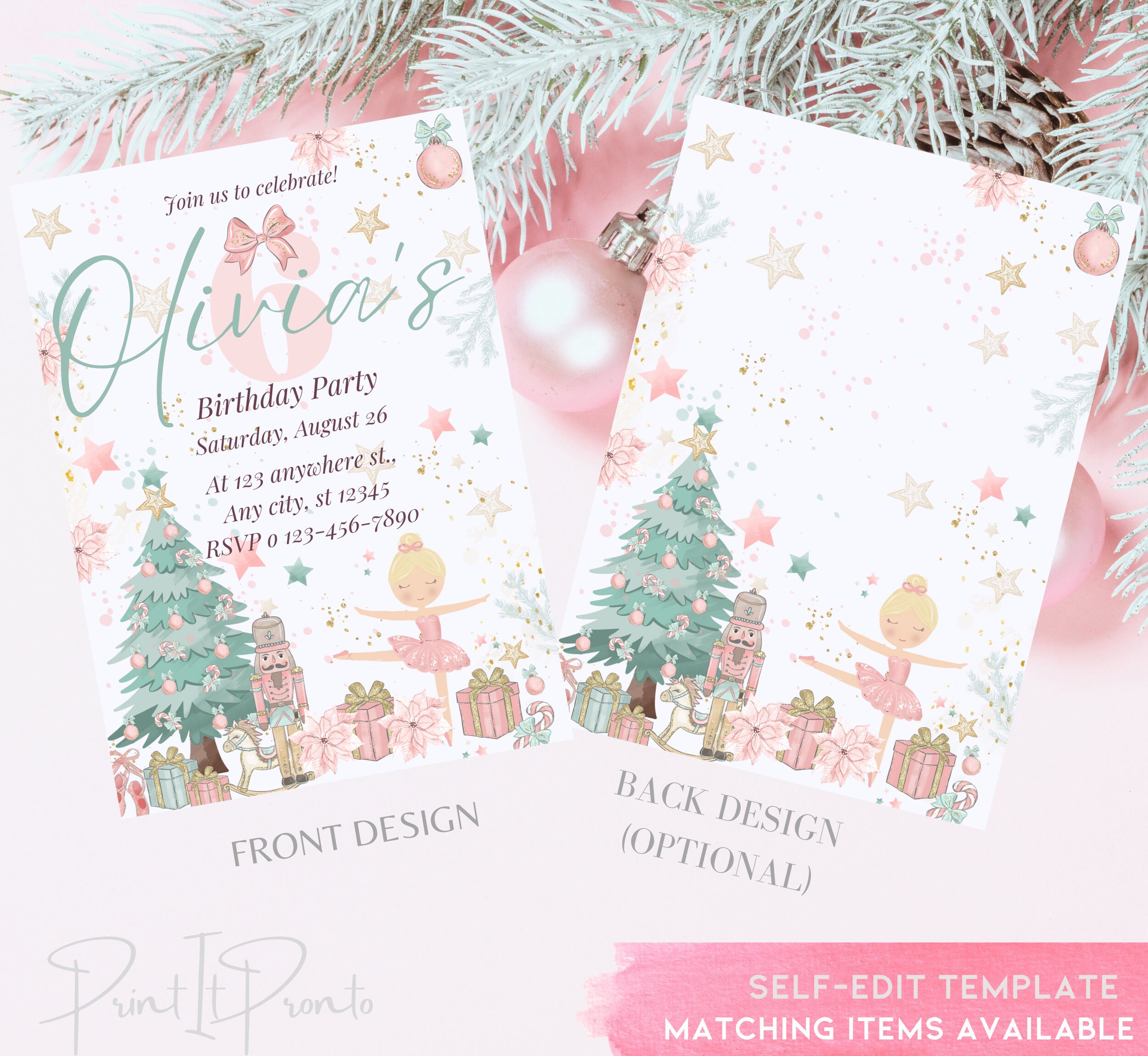 EDITABLE Nutcracker Invitation Birthday Party Decorations - Etsy