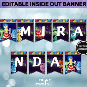 Editable Inside Out Banner, Inside Out Birthday, Inside Out Party, Inside Out Theme, Inside Out Digital, Inside Out 2 Movie, inside out 0012