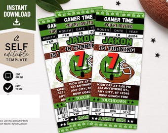 Football Birthday Invitation Football Ticket Invite Touchdown Party Game Day Birthday Tailgate Invitation Sports Birthday Invite 0008