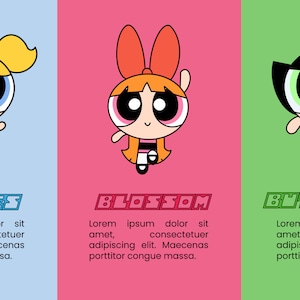 The Powerpuff Girls Inspired Slideshow Template - PowerPoint Presentation Good for Students and Teachers - Slides PPT Template Design