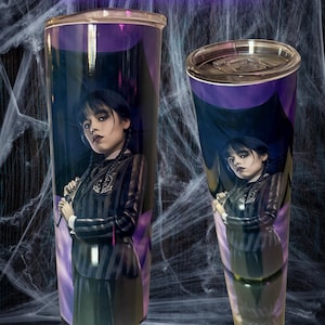 Wednesday Addams 20 oz Stainless Steel Tumbler – Gothic Vibes, Creepy & Cool!