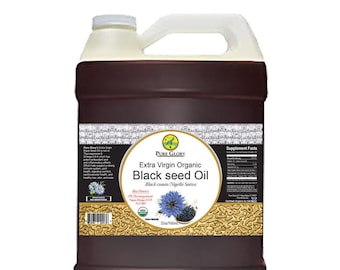 Organic Black Seed Oil Extra Virgin Best High Thymoquinone (128oz / Gallon) Black Cumin Seed Kalonji Nigella Sativa Gallon Wholesale / Bulk