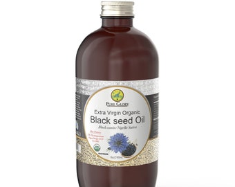 Organic Black Seed Oil Extra Virgin Best High Thymoquinone (Glass Bottle) Black Cumin Seed Kalonji Nigella Sativa