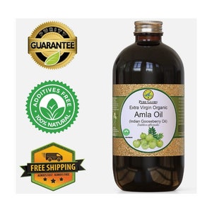 Organic Amla Oil 100% Pure Extra Virgin 2oz Glass Bottle Indian Gooseberry Oil Cold Pressed Best for Hair Growth and Moisturizing image 4