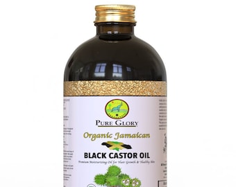 Organic Jamaican Black Castor Oil (Glass Bottle) 100% Pure Cold Pressed Moisturizing Oil for Best Hair and Skin | JBCO|Hair Growth|Beard oil