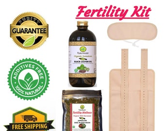 Kit d'aide à la fertilité (comprend un paquet d'huile de ricin biologique - buisson de sang de chien jamaïcain - huile de ricin noire jamaïcaine) Idéal pour favoriser la fertilité