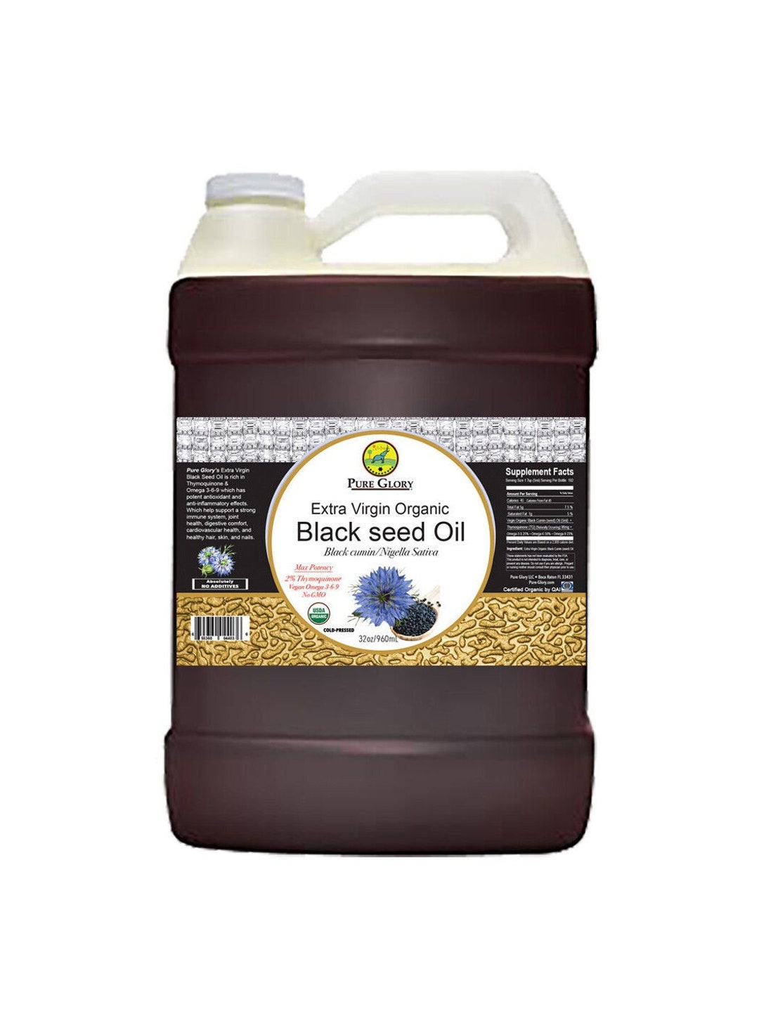 Organic Black Seed Oil Extra Virgin Best High Thymoquinone (128oz