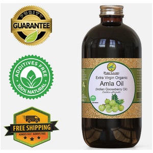 Organic Amla Oil 100% Pure Extra Virgin 2oz Glass Bottle Indian Gooseberry Oil Cold Pressed Best for Hair Growth and Moisturizing image 6