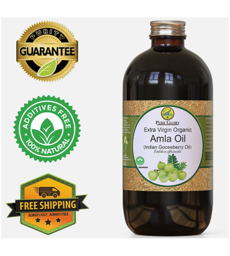 Organic Amla Oil 100% Pure Extra Virgin 2oz Glass Bottle Indian Gooseberry Oil Cold Pressed Best for Hair Growth and Moisturizing image 6