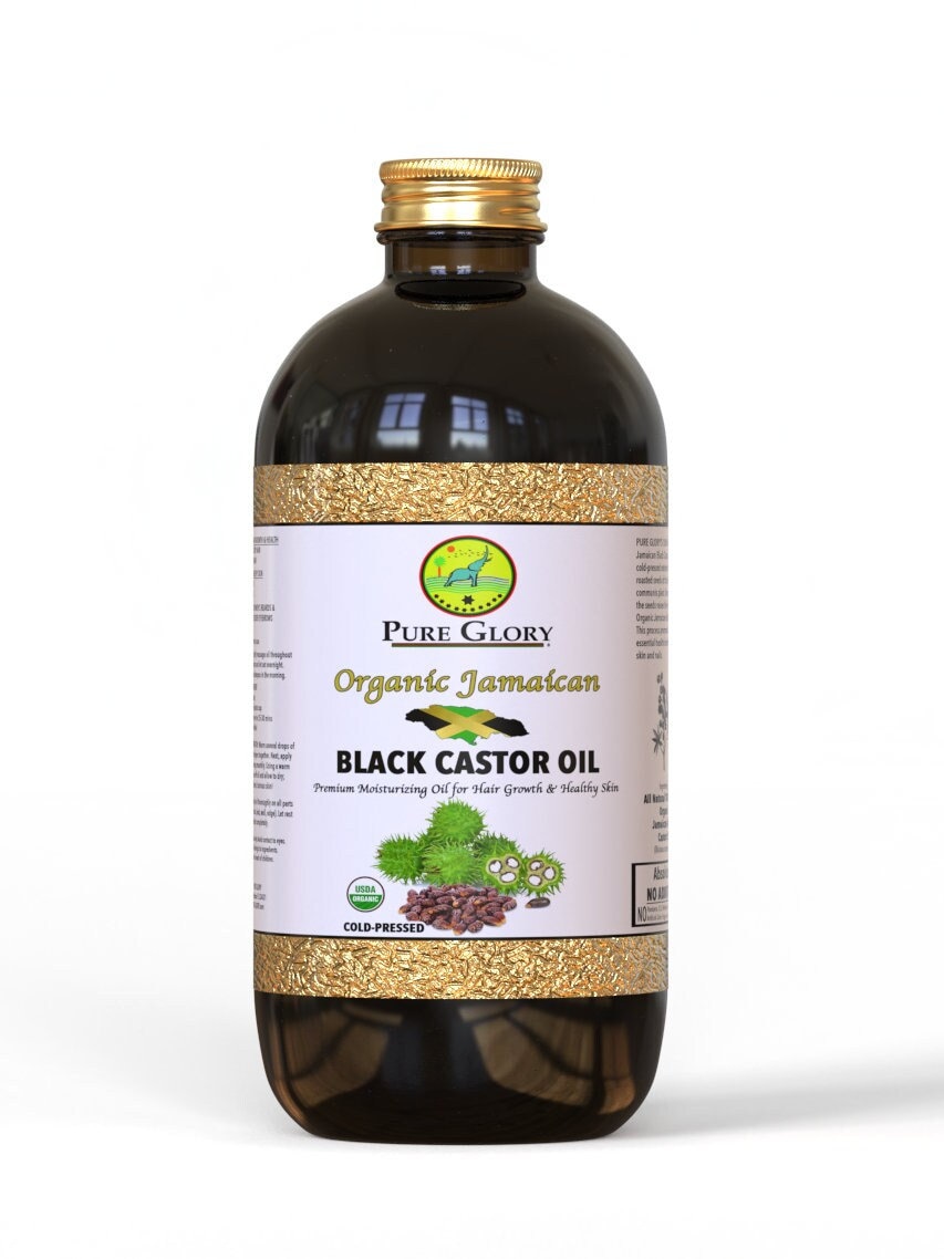 Organic Jamaican Black Castor Oil glass Bottle 100% Pure Cold Pressed ...