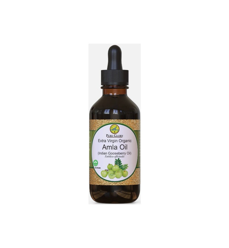 Organic Amla Oil 100% Pure Extra Virgin 2oz Glass Bottle Indian Gooseberry Oil Cold Pressed Best for Hair Growth and Moisturizing image 1