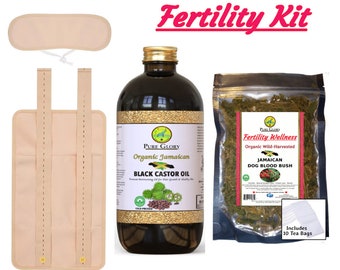 Fertility Help Kit (includes Organic Castor oil Pack- Jamaican Dog Blood bush- Jamaican Black Castor oil) Best for Fertility help