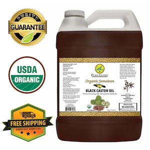 Organic Jamaican Black Castor Oil 100% Pure Cold Pressed Moisturizing Oil for Best Hair and Skin | JBCO | Hair Growth | Hexane Free | Bulk